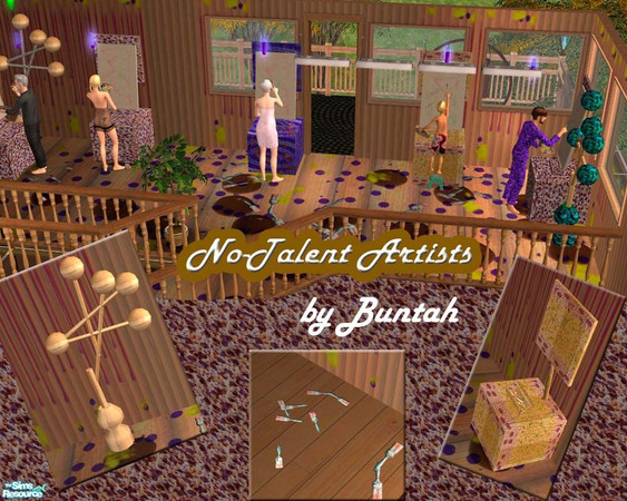 Sims 2 — "No Talent" Artists by buntah — This set includes some new cheap easels (that work), along with some