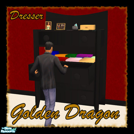 Sims 2 — Golden Dragon Dresser by sww — you will need the mesh from the "Round Retro" set I made earlier and