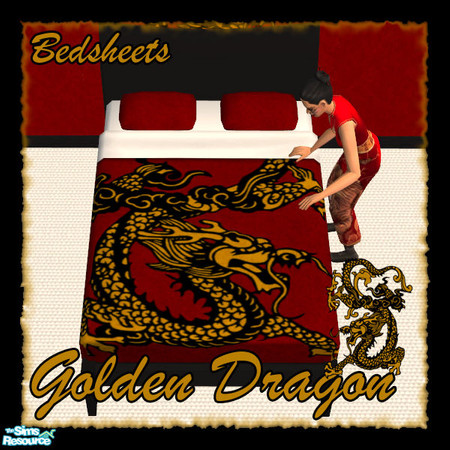 Sims 2 — Golden Dragon bedsheets by sww — Texture by me. hope you like this! see my profile for the future sets on these