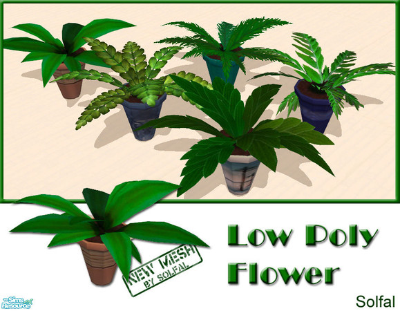 Sims 2 — Low Poly Flowers by solfal — These are low polygon flowers. Nice if you love to have lots of flowers in your