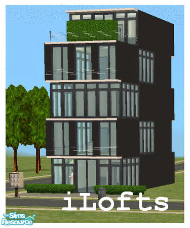 Sims 2 — iLofts by kjmcd83 — This modern building is popular with younger, \'hipster\' sims. Built with an eco-friendly