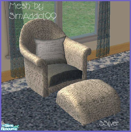 Sims 2 — White Wicker Set:  Lounge Chair Pillow by SSilver — This is a recolor of a mesh by SimAddict99. You need the