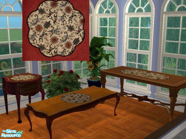 Sims 2 — Table Set with Doilies by Modfan 006 by modfan — African Embroidery Doily by Modfan Dining, coffee & end