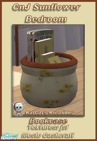 Sims 2 — CnJ Sunflower Bedroom - Bookcase by KatCat — Recolor of Cashcraft\'s \"Vintage Charm Bedroom - Bookcase
