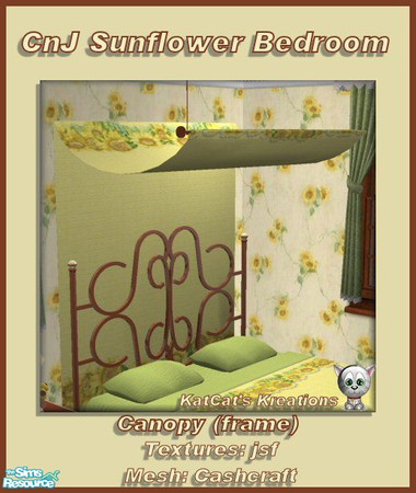 Sims 2 — CnJ Sunflower Bedroom - Canopy (frame) by KatCat — Recolor of Cashcraft\'s \"Vintage Charm Bedroom - Canopy
