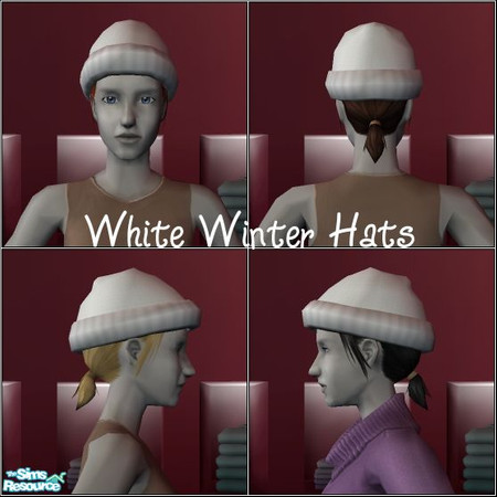 Sims 2 — White Winter Hats by becboobear — Requires Seasons.