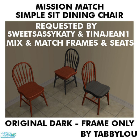 Sims 2 — TL - MM SimpleSitDiningChairFrame OrigDarkWd by TabbyLou — Maxis Original Dark Wood Recolor of the Simple Sit