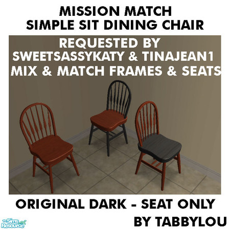 Sims 2 — TL - MM SimpleSitDiningChairSeat OrigDarkWd by TabbyLou — Maxis Original Dark Wood Recolor of the Simple Sit