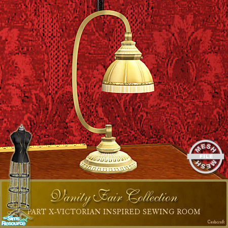 Sims 2 — Vanity Fair Sewing Room - Sewing Tablelamp Mesh by Cashcraft — A favorite pastime for Victorian Ladies--sewing!