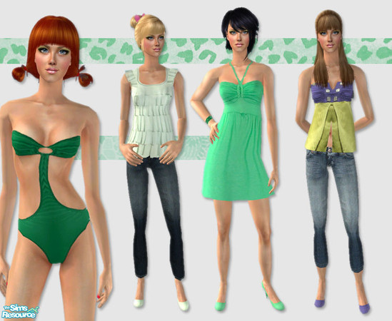 Sims 2 — Green  by simal10 — 4 outfits and a new mesh. Hope you like them. Have fun!