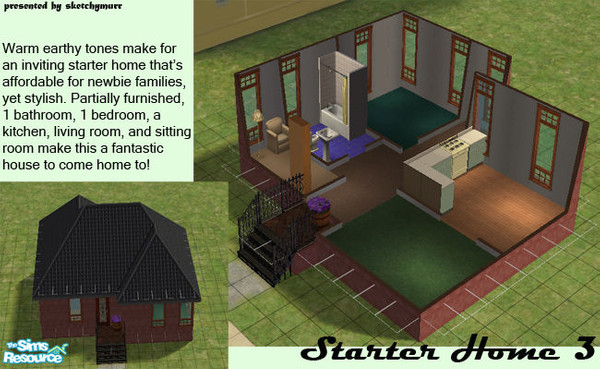 Sims 2 — Starter Home 3 by sketchymurr — 3/3 of my first starter house set. Quaint little houses, ready to move into for