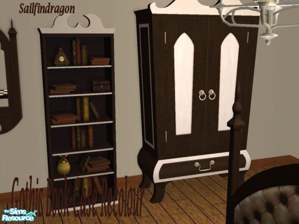 Sims 2 — Gothic Bedroom Recolour 2 - Bookcase by sailfindragon — Recolour 2 of the Teen Style Stuff\'s Gothic Bookcase