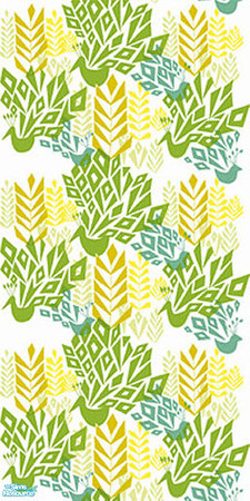 Sims 2 — Peacock Wallpaper Set - Peacock Pattern 1 by Hferguso — Scandanavian inspired Peacock and Fern pattern wallpaper