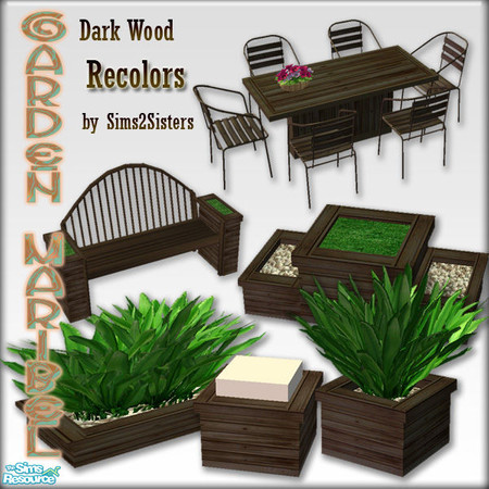 Sims 2 — S2S Garden Maribel Recolors 5  by sims2sisters — Dark Wood - Recolor of Garden Maribel
