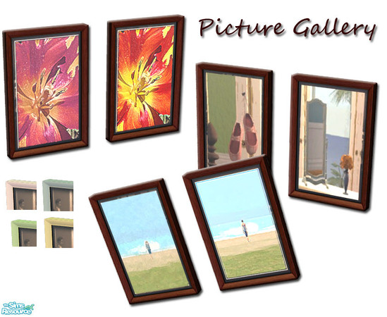 Sims 2 — Picture Gallery by Sophel21 — recolors of a nightlife painting with in game shots and different frame colors to