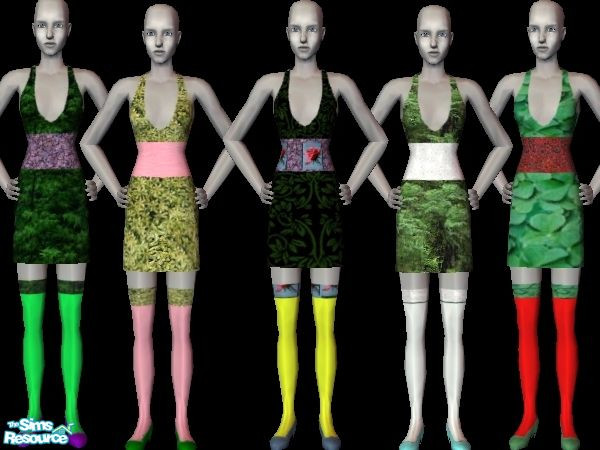 Sims 2 — natural twist mini set by jasmine63 — set of natural textured minis with a neon twist