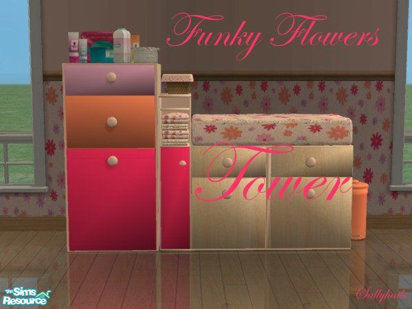 Sims 2 — Funky Flowers Nursery - Tower by sallyhails — Bright and cheerful pink, orange, lilac and light wood recolour of