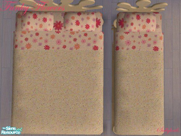 Sims 2 — Funky Flowers Nursery - Bedding by sallyhails — Bright and cheerful pink, orange, lilac and light wood recolour