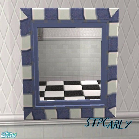Sims 2 — Blueberry Tile Basic Bath Mirror by STP Carly — Basic tiled bath\'s bringing color to your home.