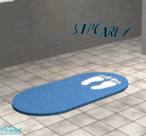 Sims 2 — Blue Bath Rug by STP Carly — You MUST download Windkeeper's 2x1 oval shaped rug mesh found on her objects page