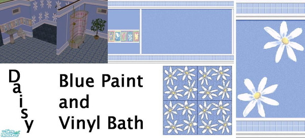 Sims 2 — Daisy - Blue Paint and Vinyl Bath by Lorah — Daisy - Blue paint and vinyl bath walls. 1 matching tile floor.