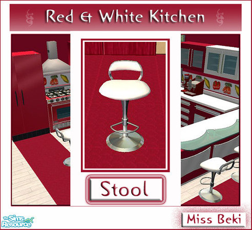 Sims 2 — Stool - Red & White Kitchen Collection by miss_beki — Stool - Part of the Red & White Kitchen Collection