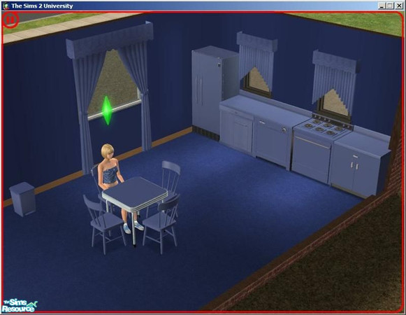 Sims 2 — Recycled Toy Kitchen by dddrake — A medium blue kitchen set