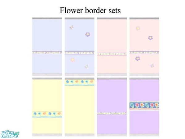 Sims 2 — Flower border sets by TSR Archive — Four color with flower border
