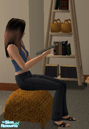 Sims 2 — Wicker ottoman/footstool MESH by Simaddict99 — natural wicker footstool/ottoman.