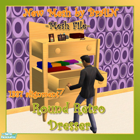 Sims 2 — Round Retro Dresser by sww — meshes by BrAiN textures by sww, and the round pictures by pixeldecor *this is the