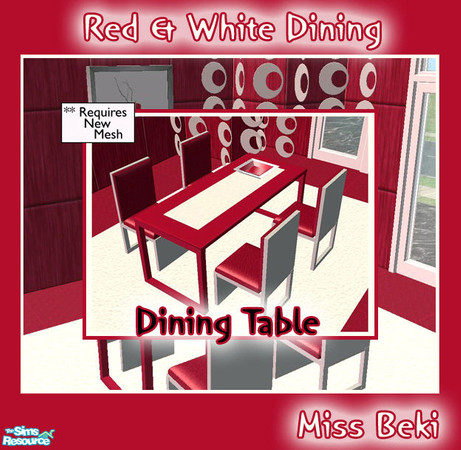 Sims 2 — Dining Table - Red & White Dining Set by miss_beki — Dining Table - Part of the Red & White Dining Set