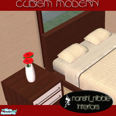 Sims 2 — Cubism Bedroom Set - rose in vase by Nanshi — All new meshes. You will absolutely NEED these originals to use or
