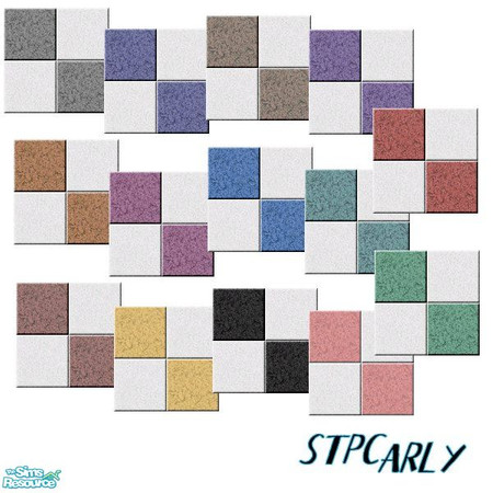 Sims 2 — Bath Colors Tile by STP Carly — Bring color into the bath with these tile floors!