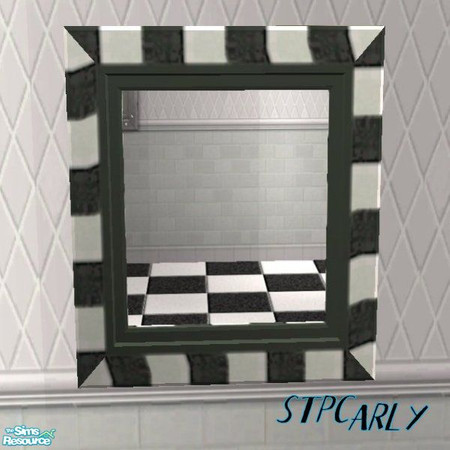 Sims 2 — Black Tile Basic Bath Mirror by STP Carly — BAsic bathrooms with comfort and style.