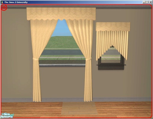 Sims 2 — Luxurious Sandstorm Curtains by dddrake — A sandy brown kitchen set