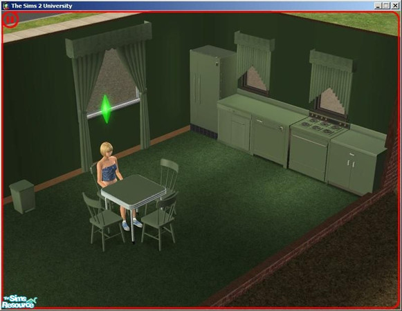 Sims 2 — Moss Green Kitchen by dddrake — A medium Green kitchen set