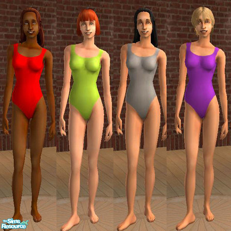 Sims 2 — 1Piece Bikini Set by Iceman721 — This is a set of 1 piece bikinis in the following colors Red, Grey, Purple, and