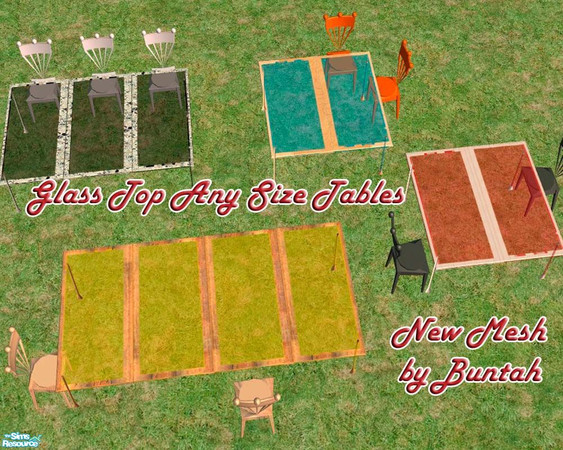 Sims 2 — Glass Top Any-Size Tables by buntah — Here's another "any size" table set. It includes a new mesh.