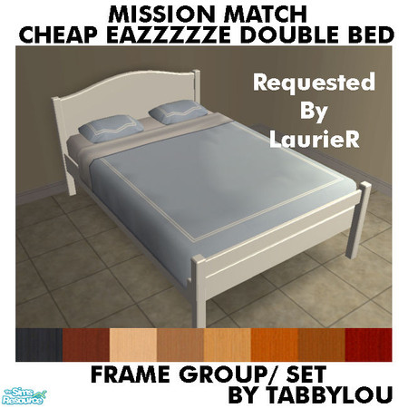 Sims 2 — TL - MM Cheap Eazzzzze Double Bed Set by TabbyLou — Recolor of Cheap Eazzzzze Double Bed Frame in Mission OFB