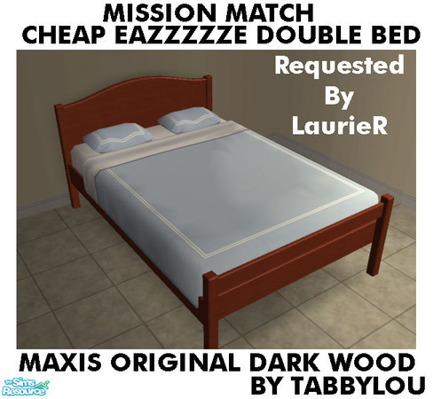 Sims 2 — TL - MM CheapEazzzzzeDoubleBed OrigDarkWd by TabbyLou — Maxis Original Dark Wood Recolor of Cheap Eazzzzze