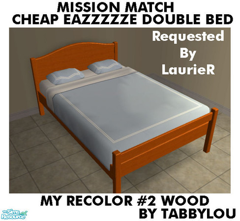 Sims 2 — TL - MM CheapEazzzzzeDoubleBed Recolor02Wd by TabbyLou — My Recolor #2 Wood Recolor of Cheap Eazzzzze Morrisey