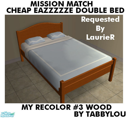 Sims 2 — TL - MM CheapEazzzzzeDoubleBed Recolor03Wd by TabbyLou — My Recolor #3 Wood Recolor of Cheap Eazzzzze Morrisey