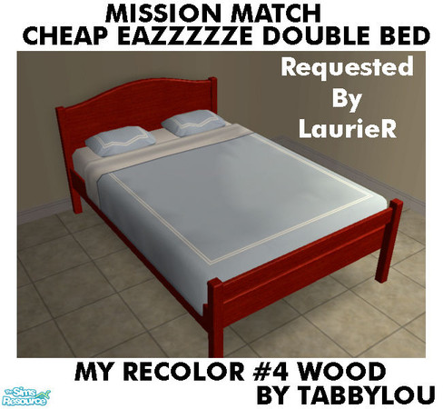 Sims 2 — TL - MM CheapEazzzzzeDoubleBed Recolor04Wd by TabbyLou — My Recolor #4 Wood Recolor of Cheap Eazzzzze Morrisey