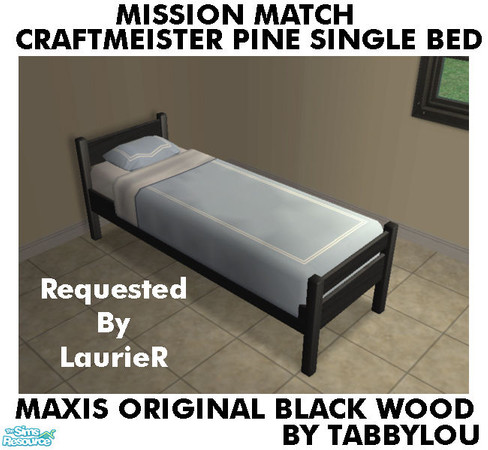Sims 2 — TL - MM CraftmeistersPineSingleBed OrigBlackWd by TabbyLou — Maxis Original Black Wood Recolor of