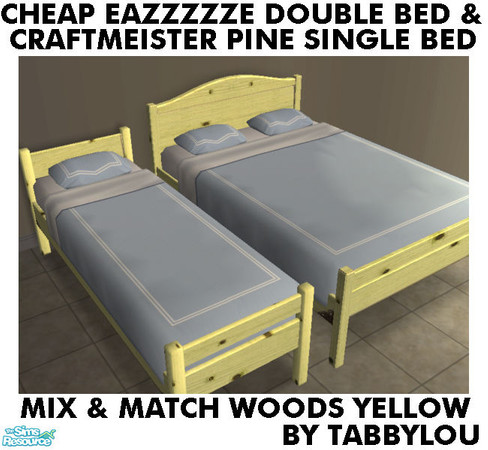 Sims 2 — TL - CheapEazzzzzeMatchCraftmeister Yellow by TabbyLou — Recolor of Cheap Eazzzzze Double Bed Frame to Match the