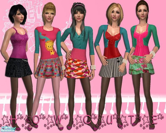 Sims 2 — How Cute!!!! by pretty_baby — 5 Skirt top combo outfits based on Lianas Uber cute Teen Mesh!! I hope you