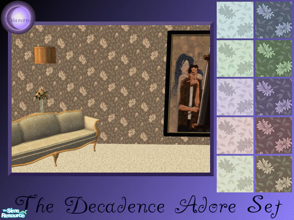 Sims 2 — D2DThe Decadence Adore Set by D2Diamond — Floral wall design in 10 lovely colors.