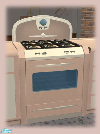 Sims 2 — 50s Retro Kitchen - Stove - Mesh by Shakeshaft — Part of a 50\'s Retro Style Kitchen, in a soft pink texture the
