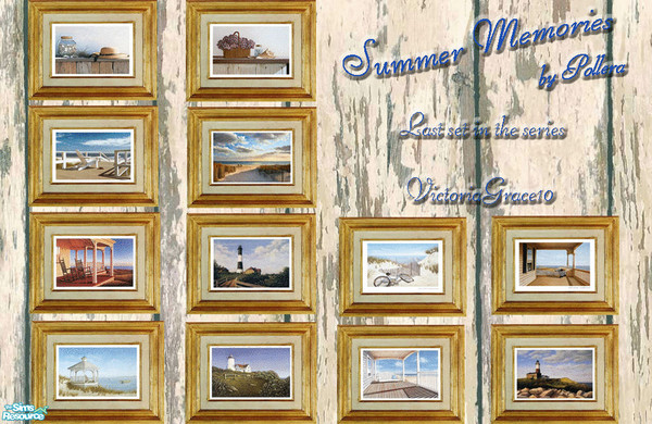 Sims 2 — Summer Memories Wall Hanging Set by VictoriaGrace — The last of 3 sets of coastal paintings by Pollera. You can
