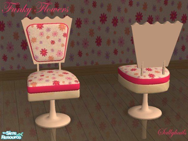 Sims 2 — Funky Flowers Kids Bedroom - Chair by sallyhails — Bright and cheerful pink, orange and light wood recolours of